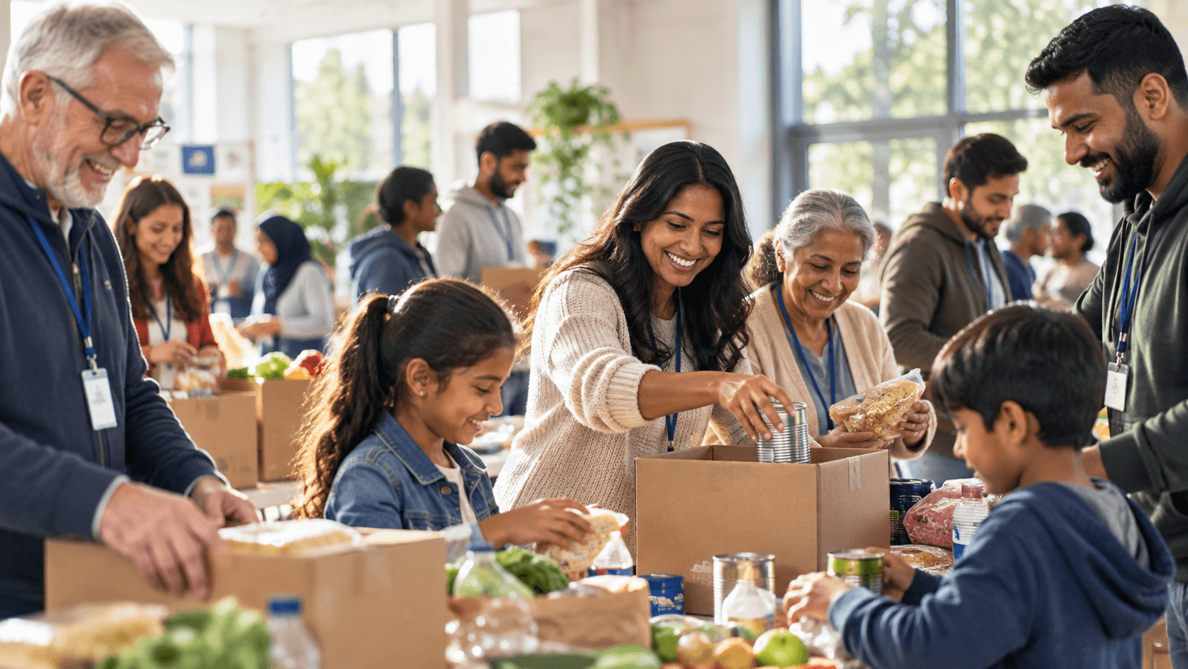 Community volunteers working together to support a good cause
